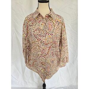 Westbound Woman Wrinkle Free Floral Print Button Up Shirt Top‎ Women's